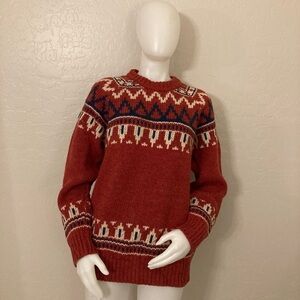 Vintage Zara Red Wool Blend Sweater Made In Italy Large